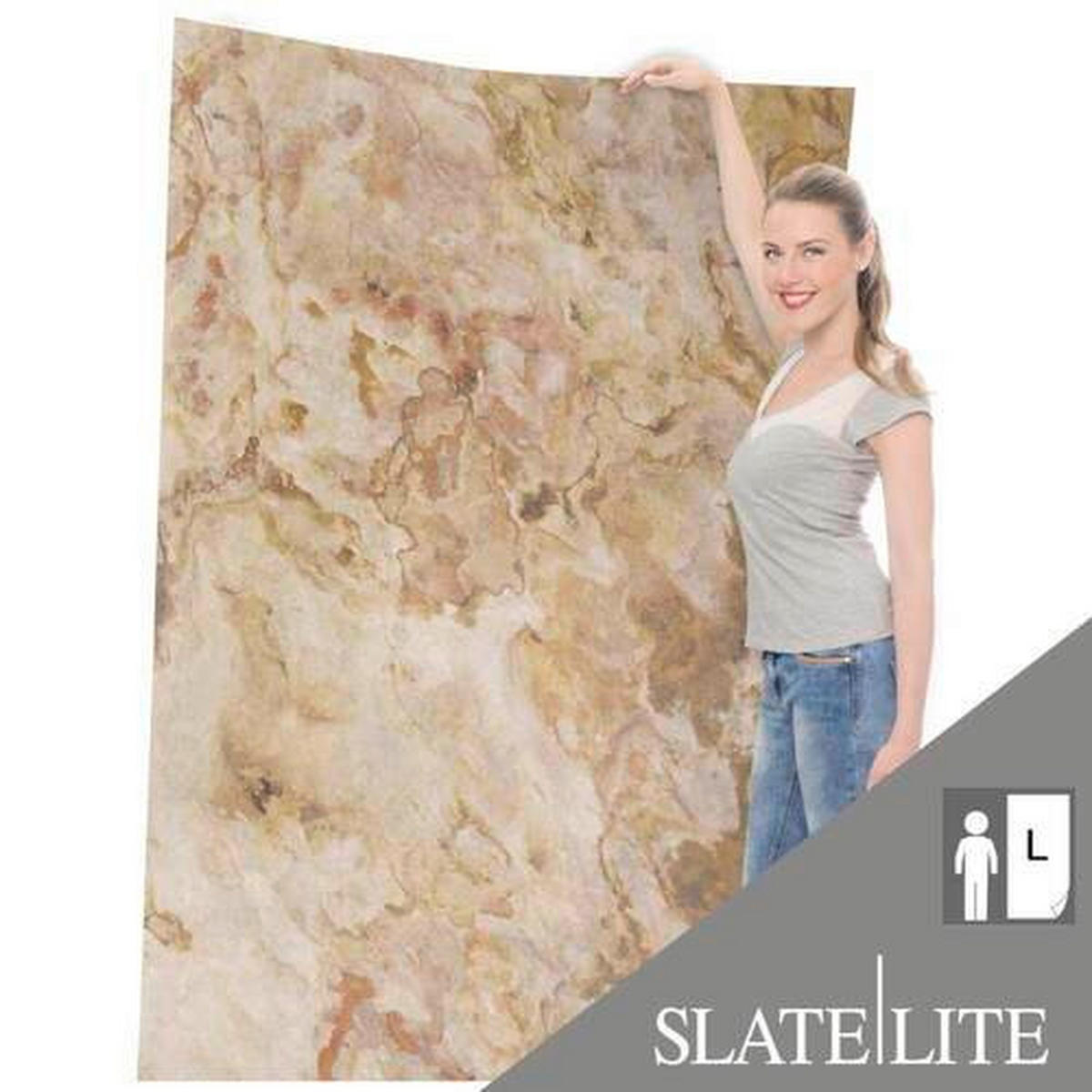 WANDPANEEL Grau, Rot, Schlammfarben, Sandfarben, Beige  - Sandfarben/Schlammfarben, Basics, Kunststoff/Stein (122/61cm)