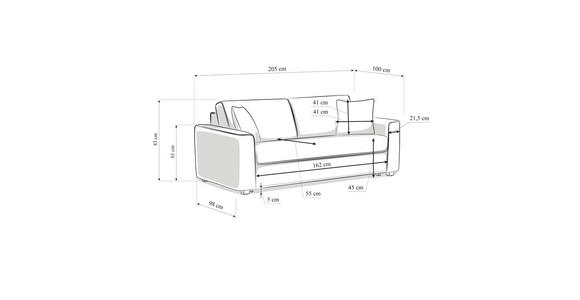 SCHLAFSOFA Webstoff Grau  - Schwarz/Grau, Design, Kunststoff/Textil (205/83/100cm) - Xora