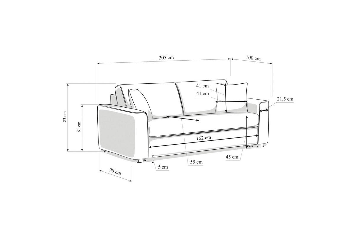 SCHLAFSOFA Webstoff Greige  - Greige/Schwarz, Design, Kunststoff/Textil (205/83/100cm) - Xora