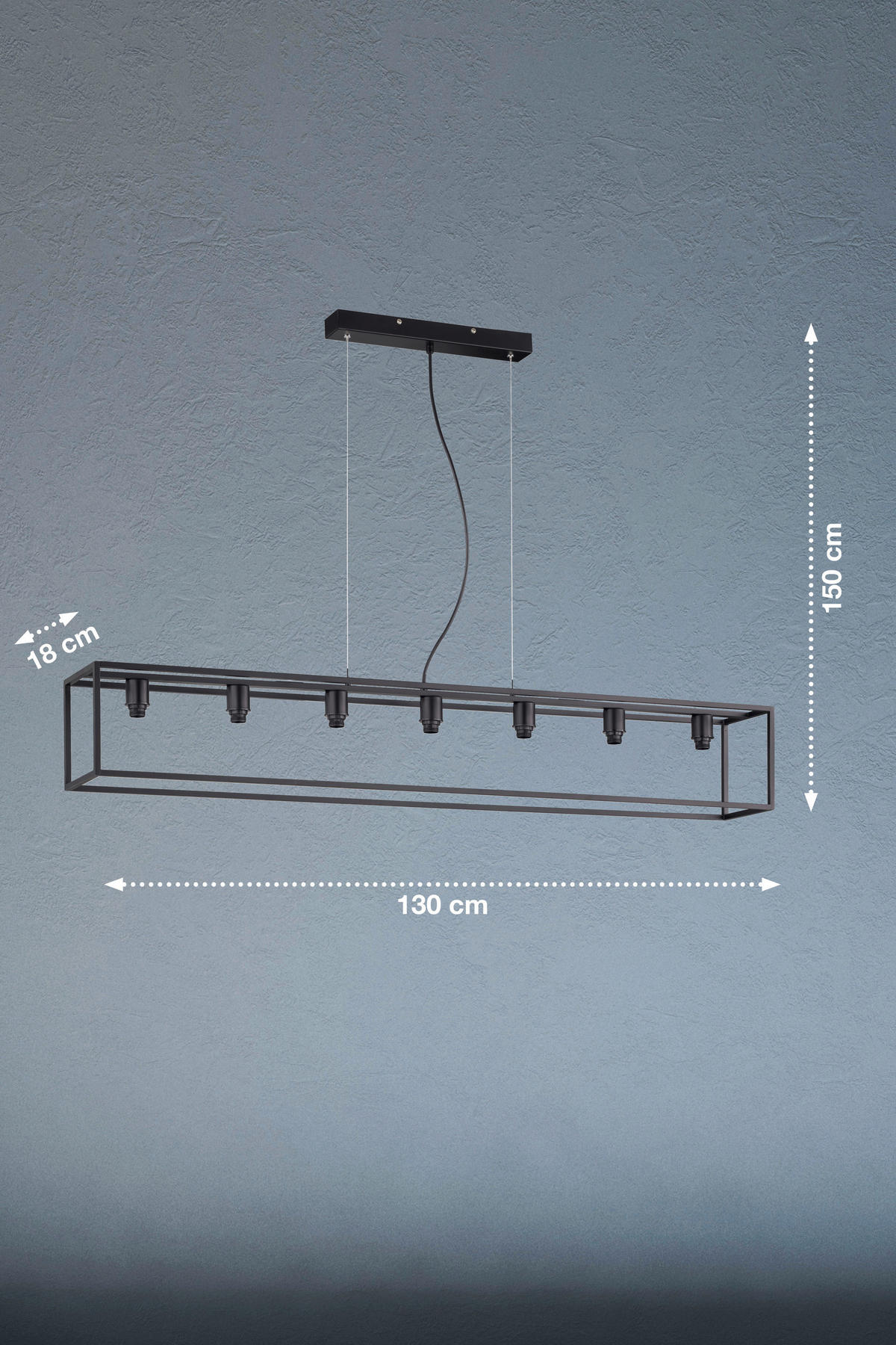 HÄNGELEUCHTE    - Schwarz, Basics, Metall (18/130cm) - Fischer & Honsel
