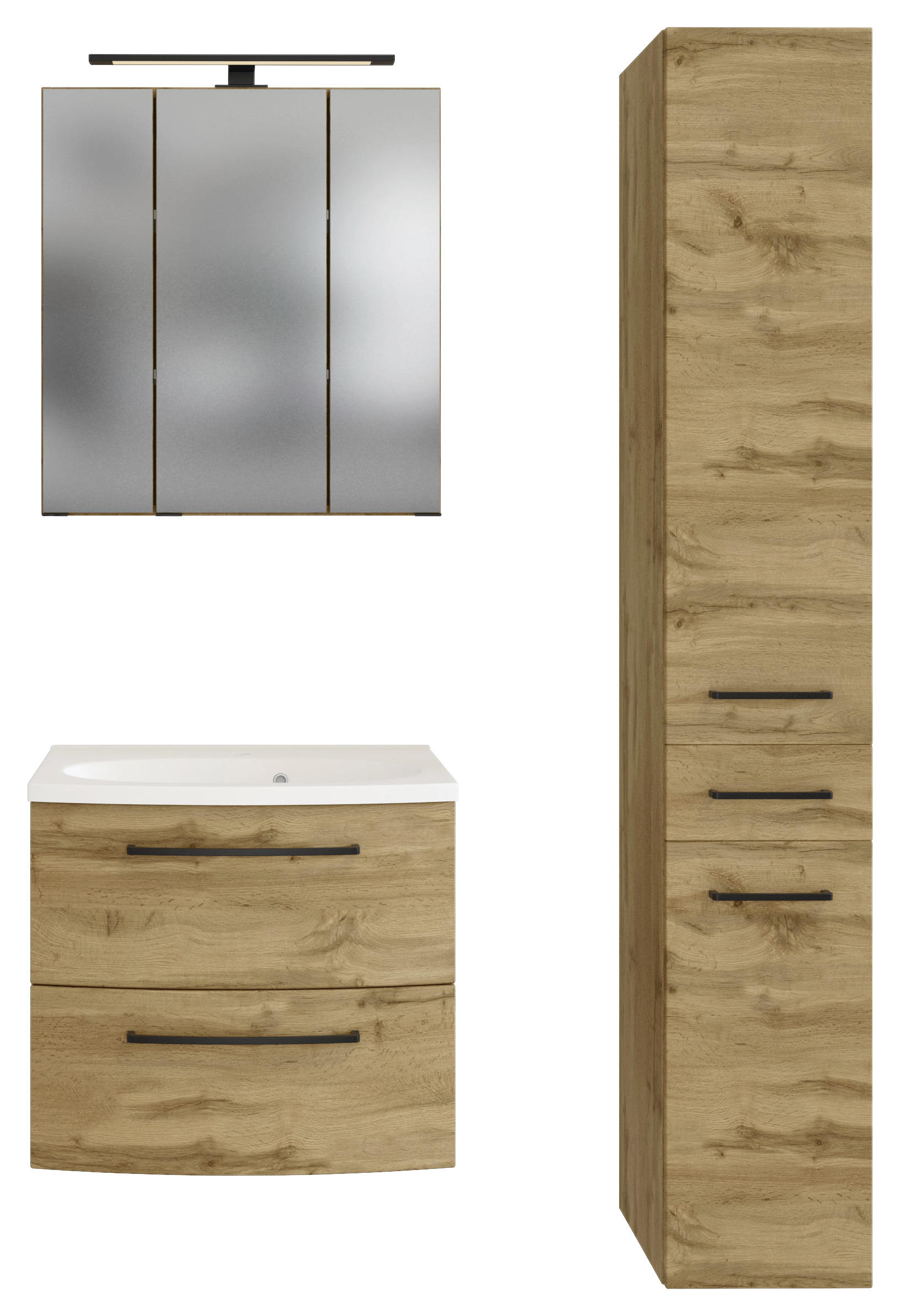 BADEZIMMER Eichefarben - Eichefarben/Weiß, MODERN, Keramik/Holzwerkstoff (90cm) - MID.YOU