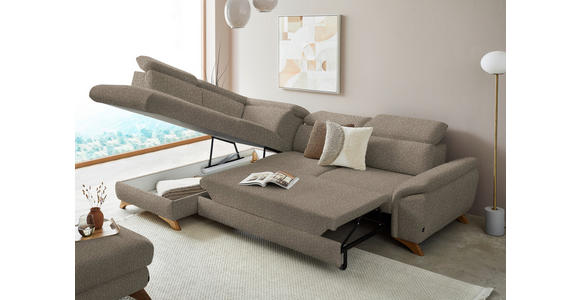 ECKSOFA in Chenille Graubraun  - Eichefarben/Graubraun, MODERN, Holz/Textil (212/287cm) - Valnatura