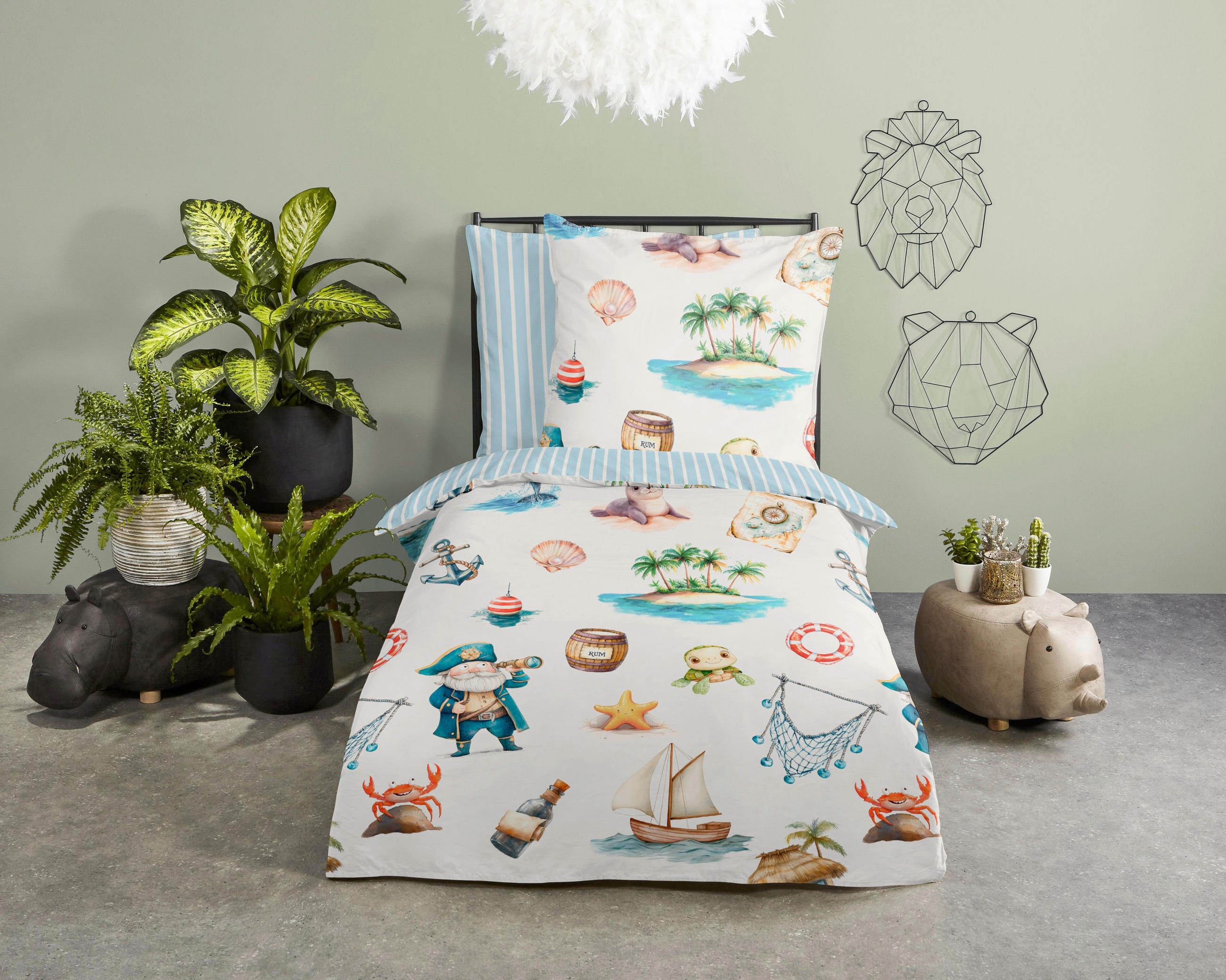 KINDERBETTWÄSCHE Good Morning Renforcé 135/200 cm  - Blau/Multicolor, Design, Textil (135/200cm)