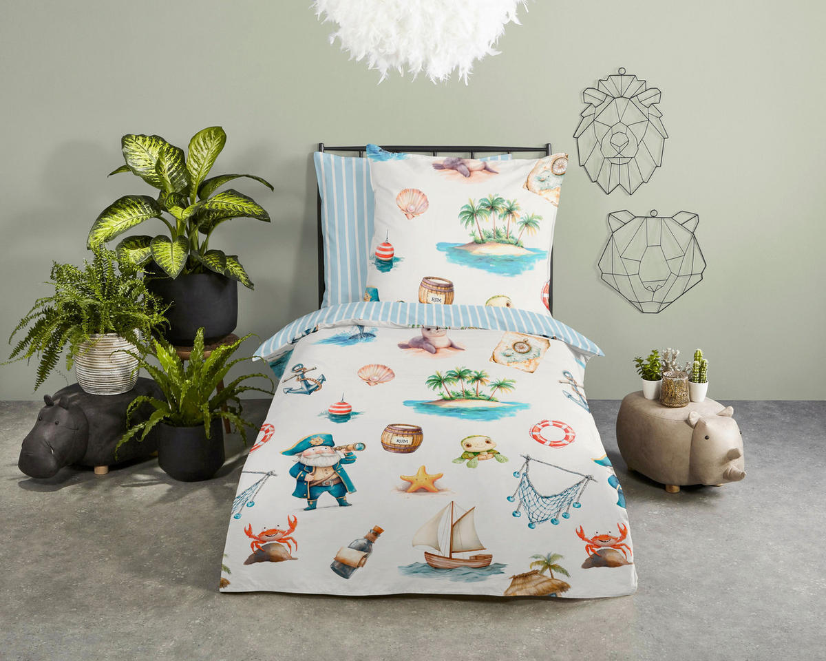 KINDERBETTWÄSCHE Good Morning Renforcé 135/200 cm  - Blau/Multicolor, Design, Textil (135/200cm)
