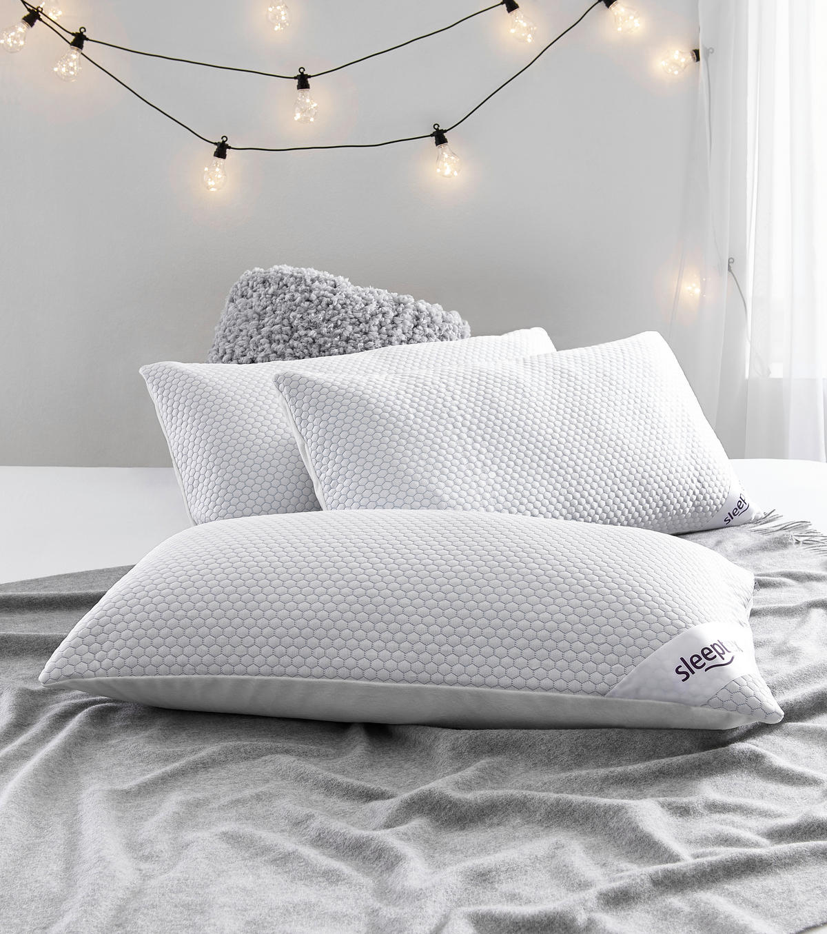 NACKENSTÜTZKISSEN  40/80 cm  - Weiß/Hellblau, KONVENTIONELL, Textil (40/80cm) - Sleeptex