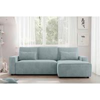 ECKSCHLAFSOFA  mit seitenverkehrt erhältlich, Rücken echt Chenille Mintgrün  - Schwarz/Mintgrün, MODERN, Kunststoff/Textil (247/154cm) - Livetastic