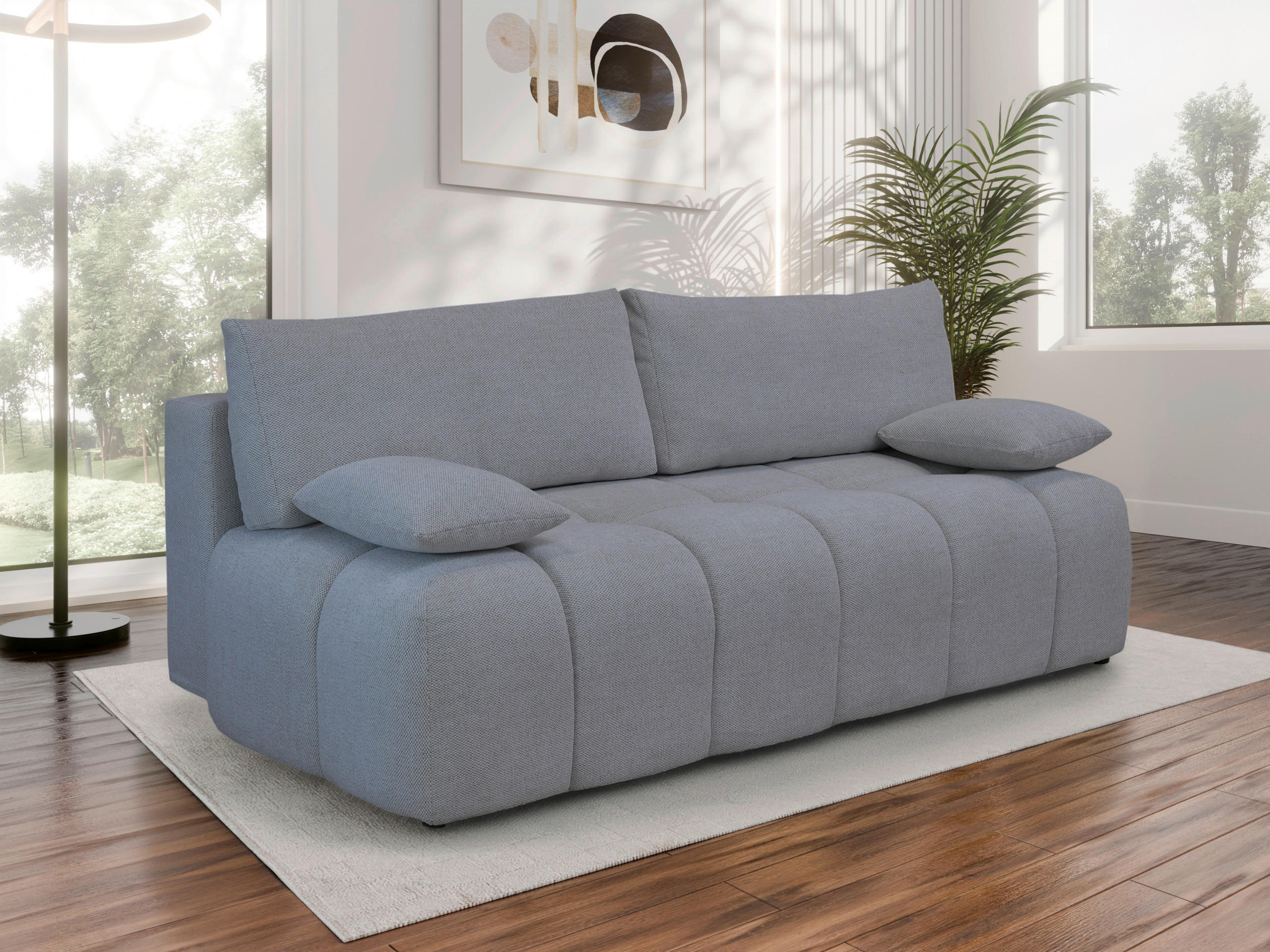 BOXSPRINGSOFA  mit Stoffauswahl, Liegefunktion, Schlafen auf Sitzhöhe, Rücken echt Chenille Grau  - Schwarz/Grau, MODERN, Kunststoff/Textil (210/72/105cm) - Cantus