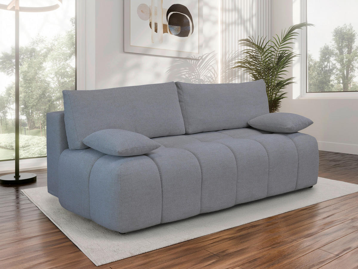 BOXSPRINGSOFA in Chenille Grau  - Schwarz/Grau, MODERN, Kunststoff/Textil (210/72/105cm) - Cantus