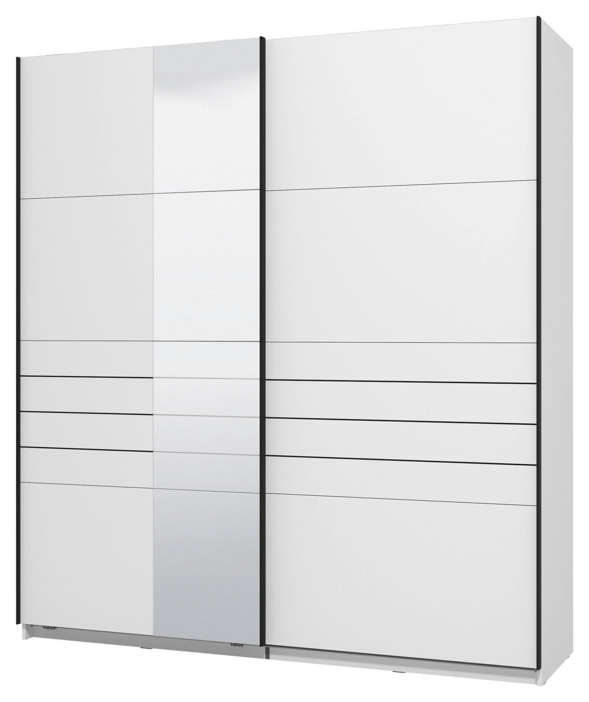 SKRIŇA S POS. DVER. – HOR.VED, biela, 195/217,5/61 cm - čierna/biela, Basics, kov/kompozitné drevo (195/217,5/61cm) - Xora