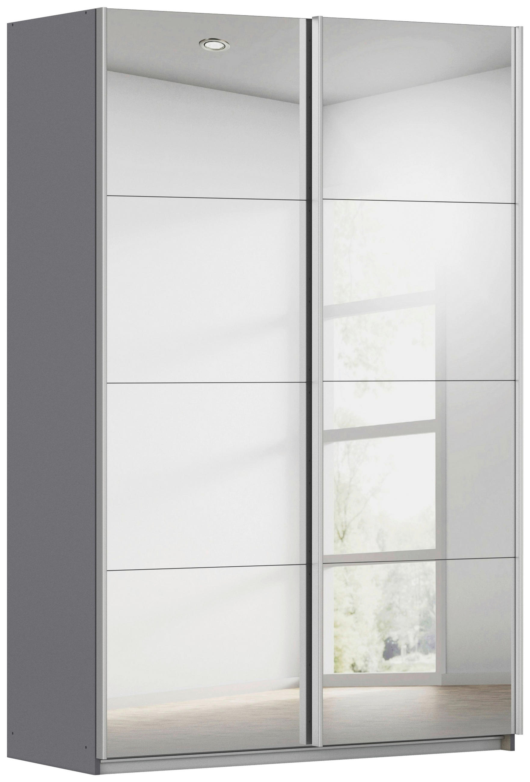 SCHWEBETÜRENSCHRANK 136/210/62 cm,  in Grau, 2 Tür(en)  - Alufarben/Grau, KONVENTIONELL, Glas/Holzwerkstoff (136/210/62cm) - home24