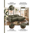 ECKSOFA Olivgrün Feincord  - Schwarz/Olivgrün, Design, Textil/Metall (177/253cm) - Dieter Knoll