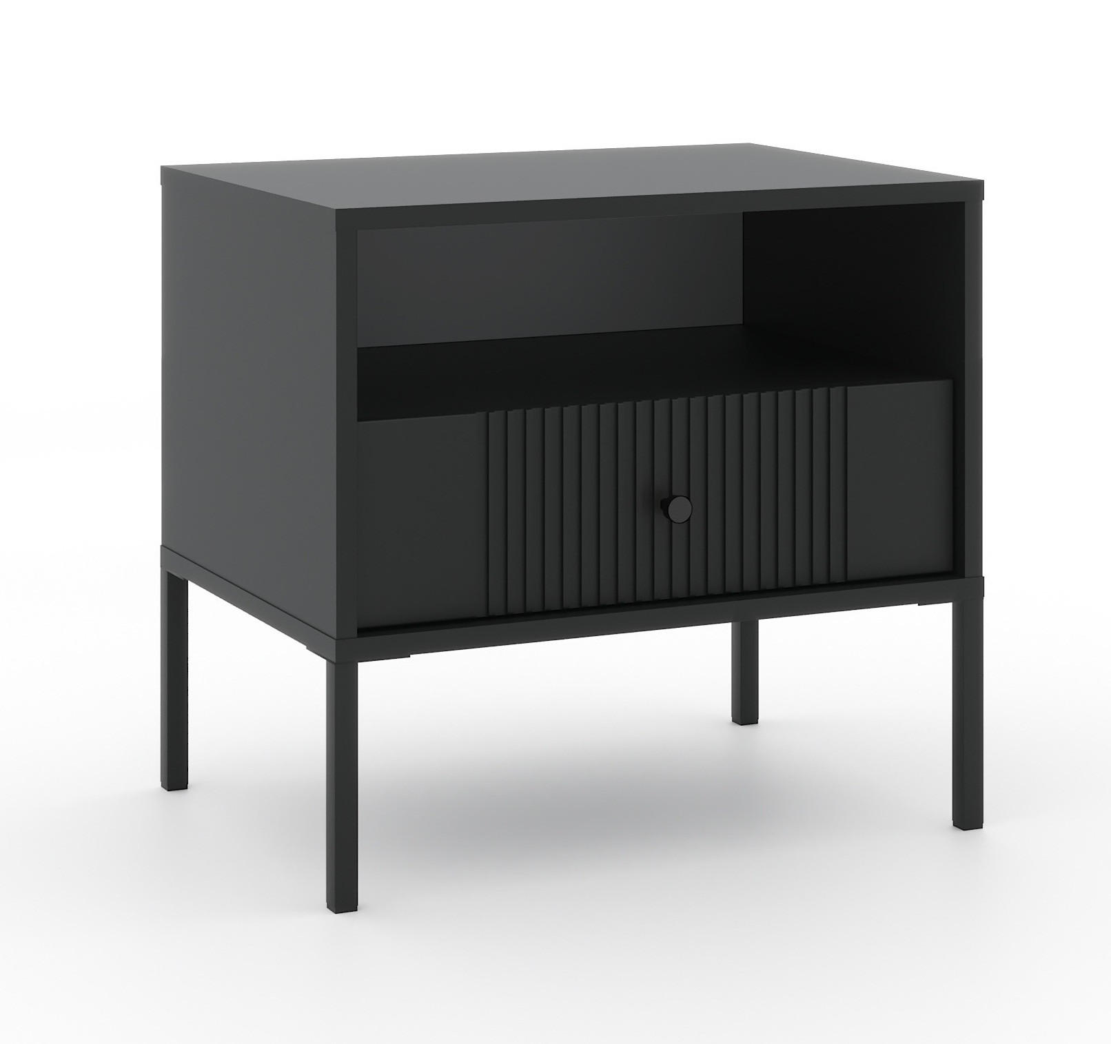 NACHTSCHRANK 54/39/50,5 cm  - Schwarz, Design, Holzwerkstoff/Metall (54/39/50,5cm) - Boxxx