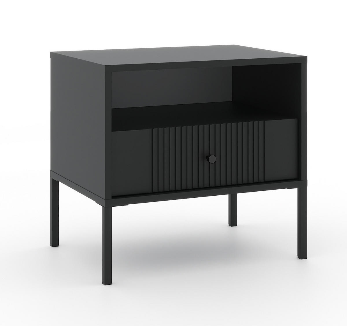 NACHTSCHRANK 54/39/50,5 cm  - Schwarz, Design, Holzwerkstoff/Metall (54/39/50,5cm) - Boxxx