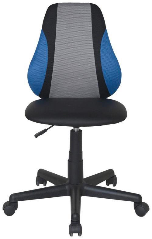 OTOČNÁ STOLIČKA PRE MLÁDEŽ, kožený vzhľad, sieťovina, modrá, sivá, čierna - čierna/modrá, Konventionell, textil/plast (58/88-108/58cm) - Carryhome