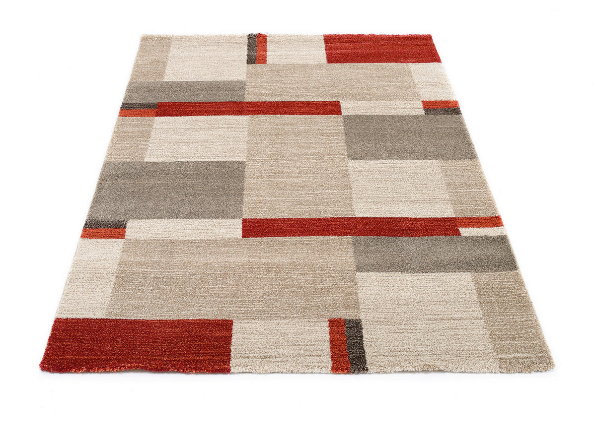 TKANÝ KOBEREC, 160/230 cm, hnědá, červená, béžová - hnědá/béžová, Konvenční, textil (160/230cm) - Novel