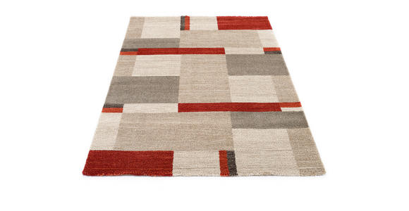 WEBTEPPICH 65/130 cm Palazzo Bloc Braun, Rot, Beige - Beige/Rot, KONVENTIONELL, Textil (65/130cm) - Novel
