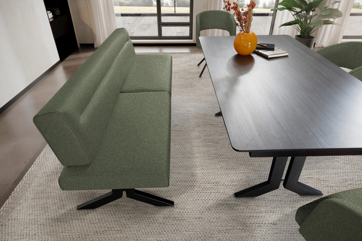SITZBANK in Metall, Textil Grün  - Schwarz/Grün, Konventionell, Textil/Metall (220/70-86cm) - Moderano