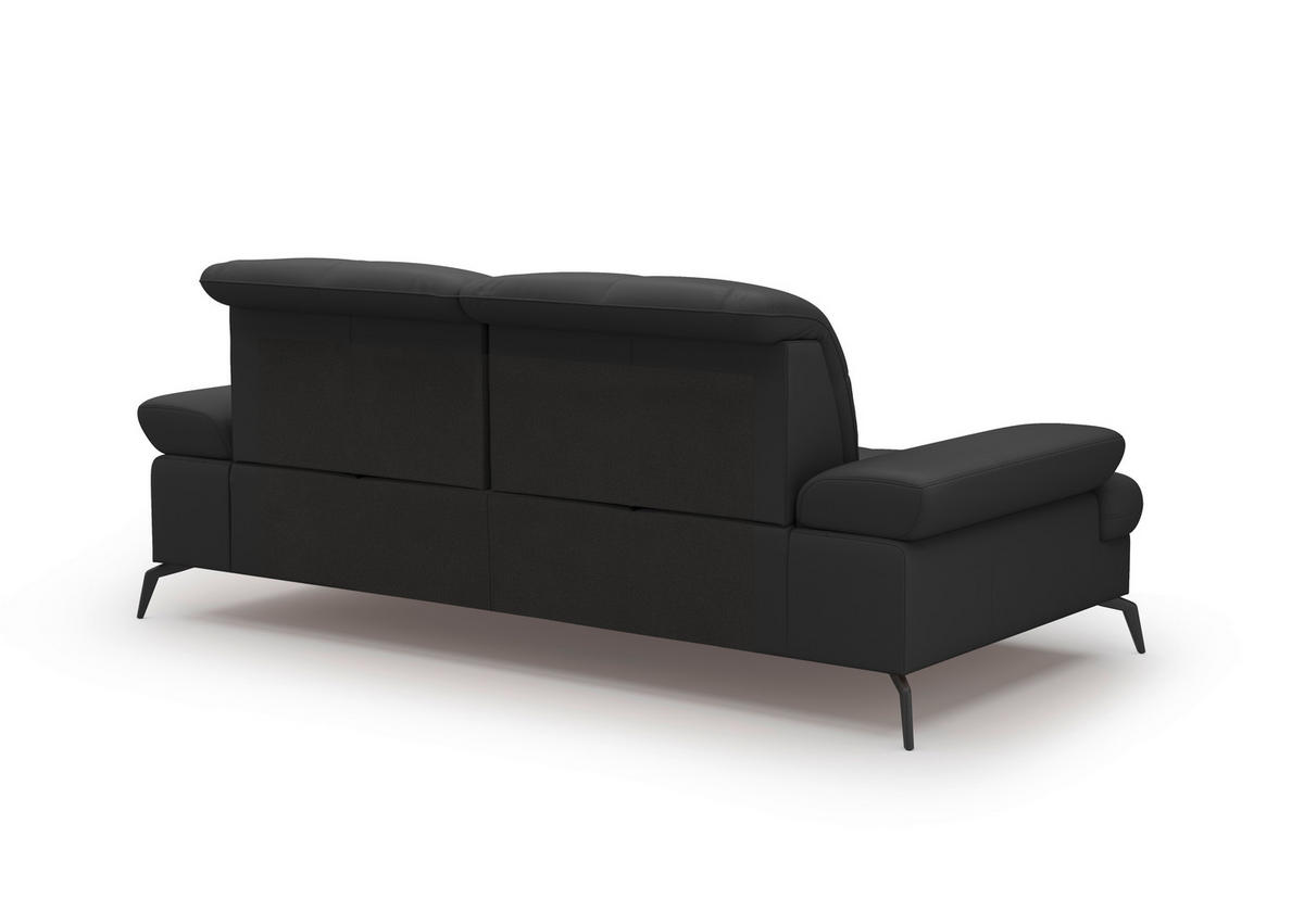 3-SITZER-SOFA Kombination Echtleder/Stoff Vliesstoff Schwarz  - Schwarz, KONVENTIONELL, Leder/Textil (212/90/122cm) - Sit & More
