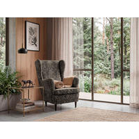 SESSEL in Jacquard, Webstoff Braun, Schwarz  - Schwarz/Braun, MODERN, Holz/Textil (78/102/98cm) - MID.YOU