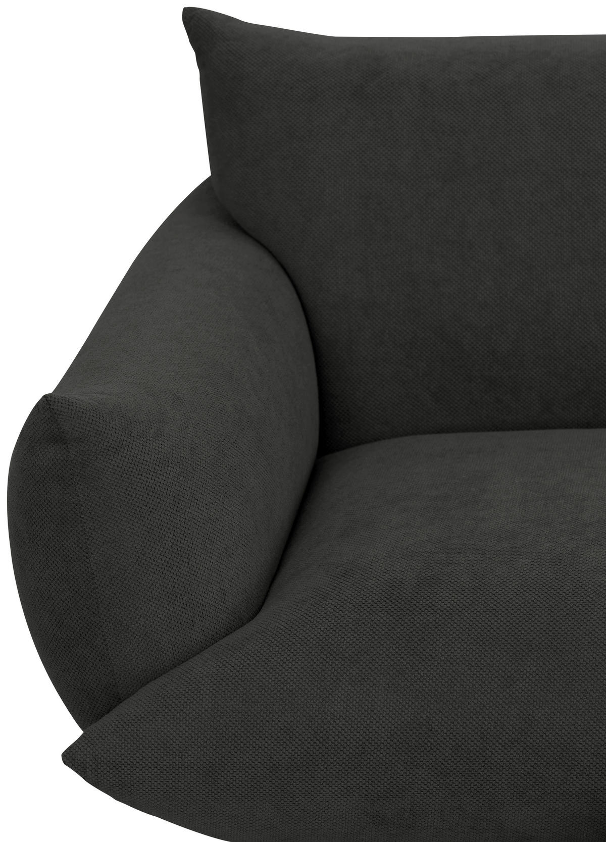 SOFA Mikrofaser Anthrazit  - Anthrazit/Schwarz, Trend, Textil/Metall (185/77/83cm) - P & B