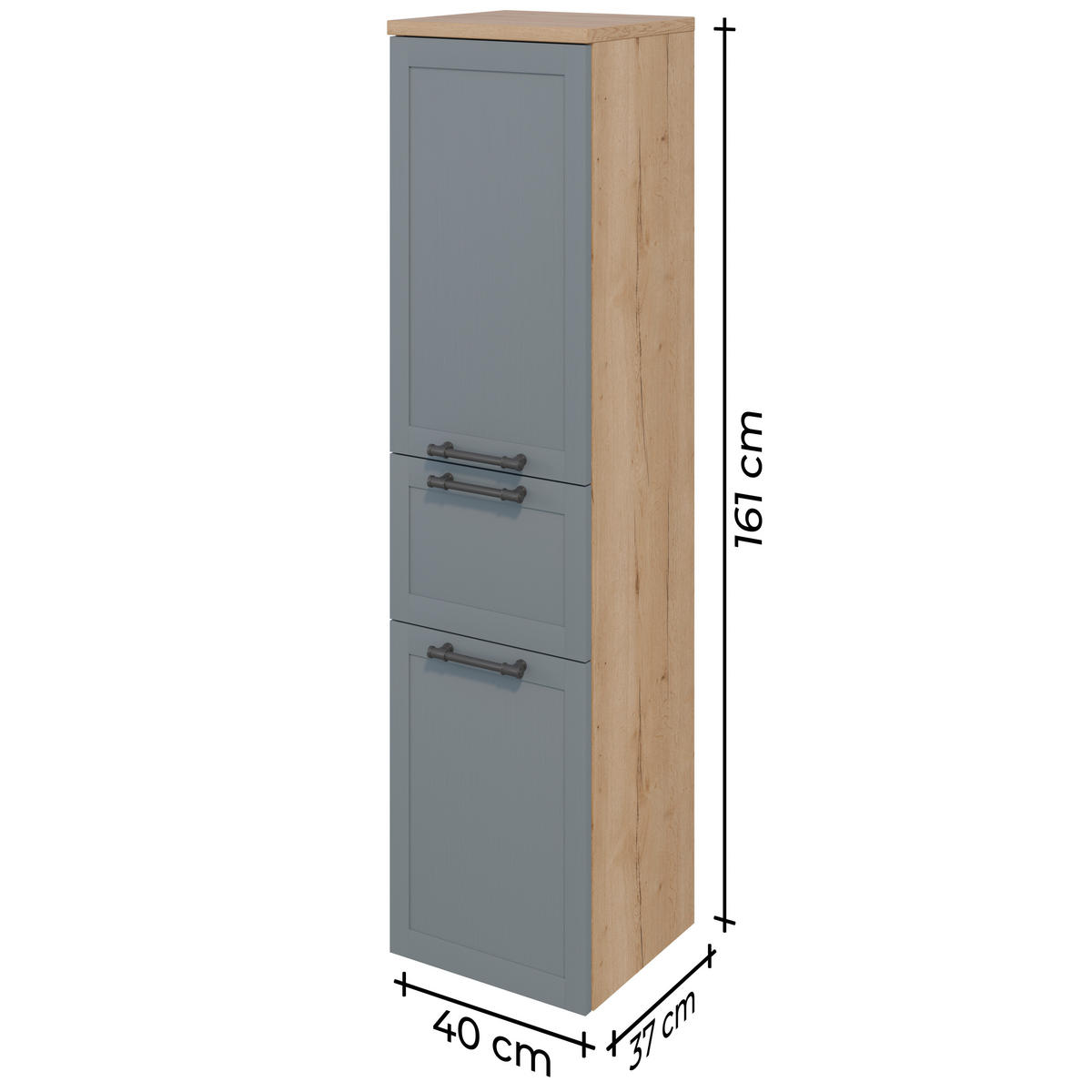 MIDISCHRANK 40/122,5/38 cm  - Edelstahlfarben/Eichefarben, MODERN, Holzwerkstoff/Metall (40/122,5/38cm) - Celina Home