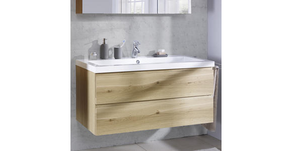 BADEZIMMER 105 cm  - Eichefarben, Design, Glas/Holz (105cm) - Novel