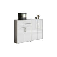 SKRINKA NA DOKUMENTY, sivá, biela s vysokým leskom, 168,8/113,6/33 cm - sivá/biela s vysokým leskom, Modern, kompozitné drevo (168,8/113,6/33cm) - MID.YOU