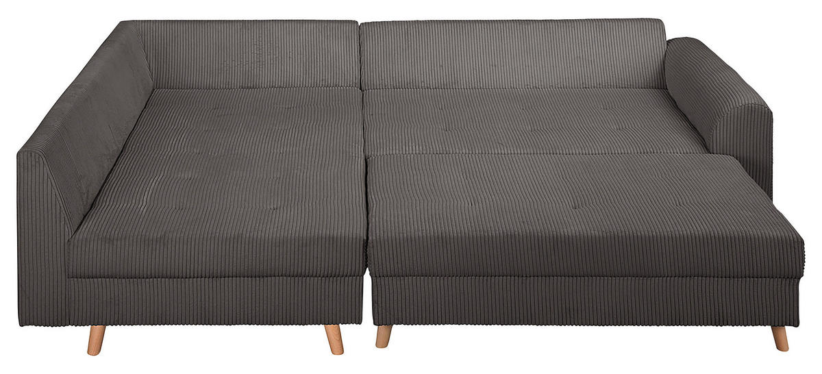 ECKSOFA inkl. Hocker Ariella Dunkelgrau Cord  - Dunkelgrau/Naturfarben, Design, Holz/Textil (161/231cm) - Livetastic
