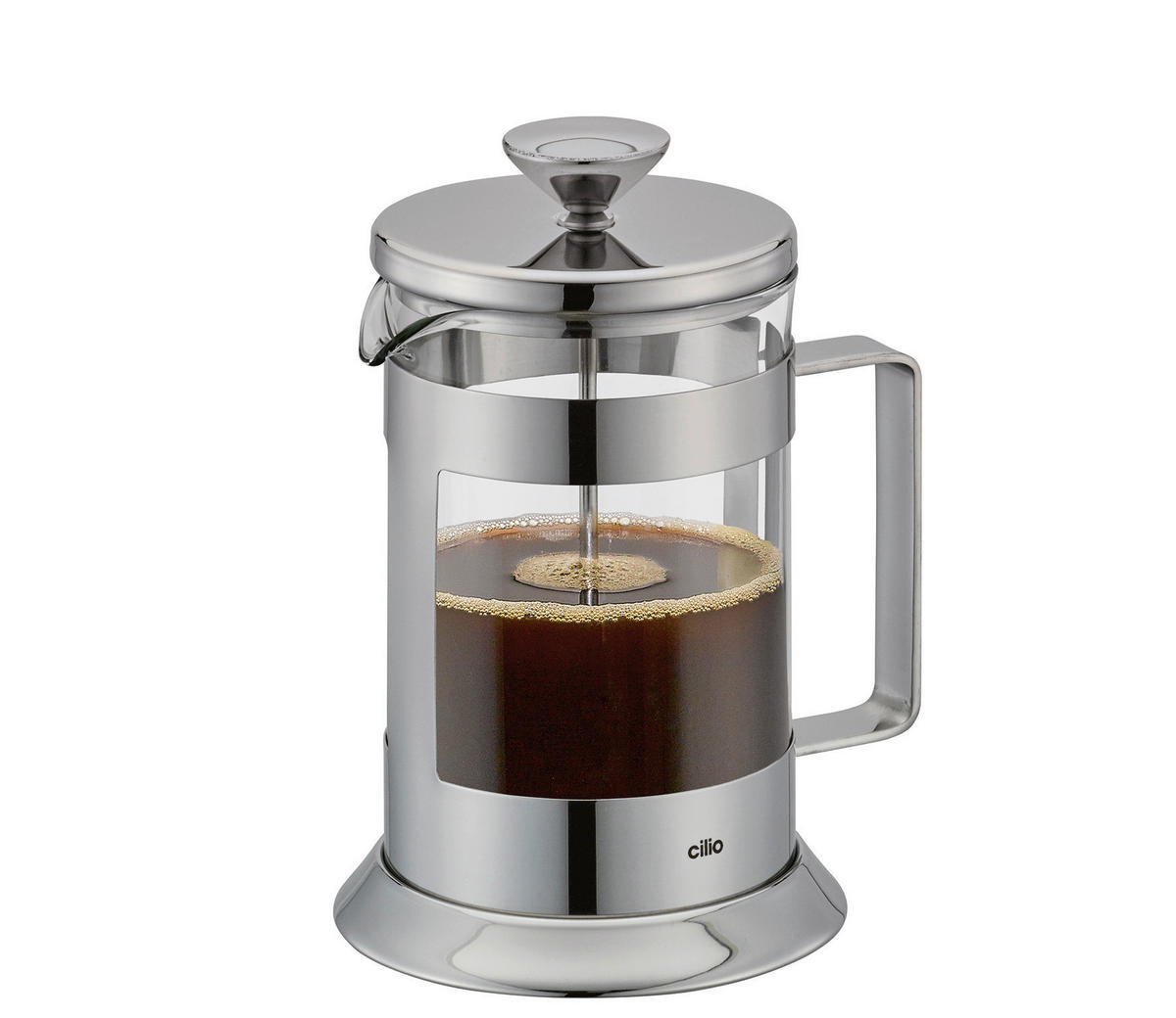 KAFFEEBEREITER 0,80 L  - Silberfarben, Basics, Glas/Metall (9,5/18,5cm) - Cilio