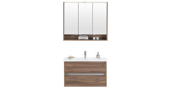 BADEZIMMER 93,2 cm  - Nussbaumfarben/Weiß, Basics, Glas/Keramik (93,2cm) - Voleo