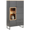 VITRINE in furniert, massiv Eiche Grau, Eichefarben  - Eichefarben/Schwarz, Lifestyle, Glas/Holz (86/158/42cm) - Valdera
