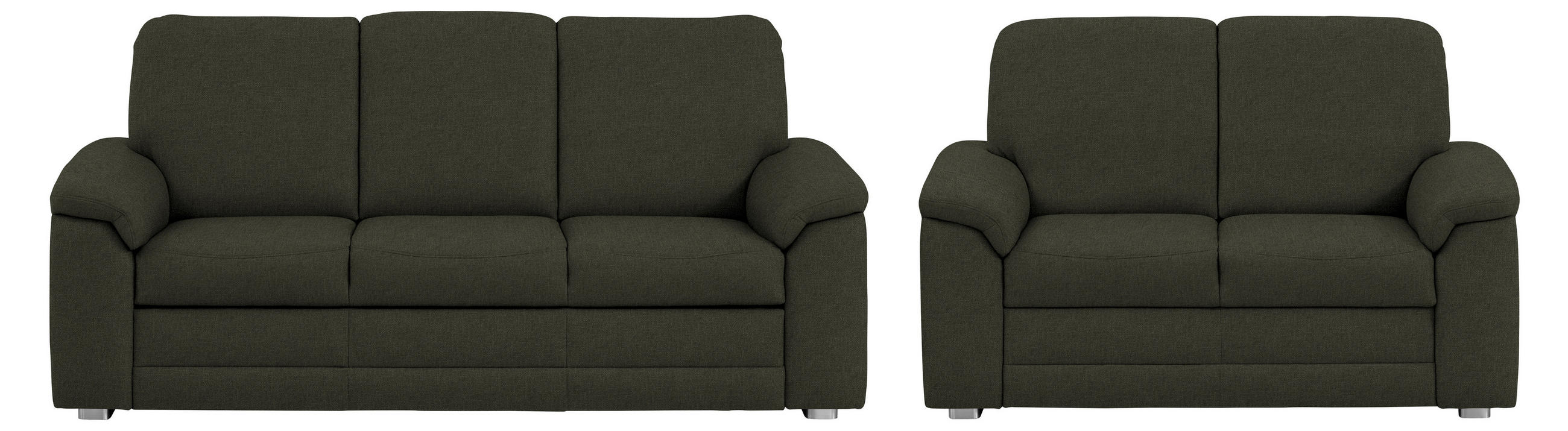 SITZGARNITUR Chenille Dunkelgrün  - Dunkelgrün/Alufarben, Konventionell, Textil/Metall (208/156/96/89cm) - Beldomo Comfort