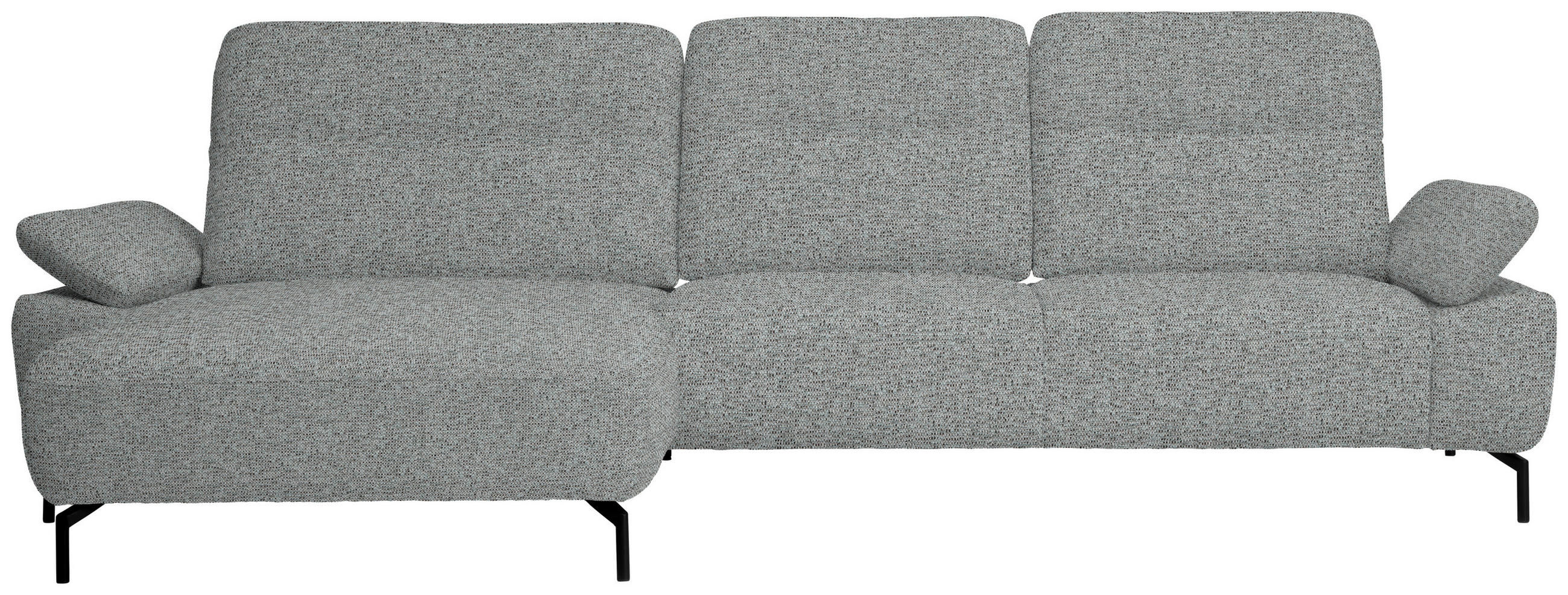 ECKSOFA in Flachgewebe, Chenille Pastellblau  - Pastellblau/Schwarz, Design, Textil/Metall (165/318cm) - Xora