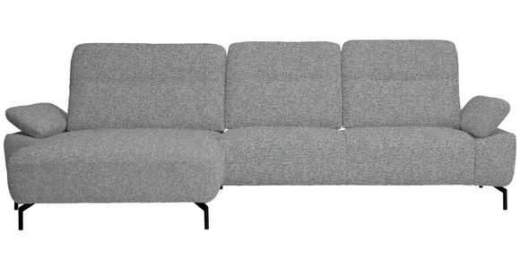 ECKSOFA in Chenille, Flachgewebe Pastellblau  - Pastellblau/Schwarz, Design, Textil/Metall (165/318cm) - Xora