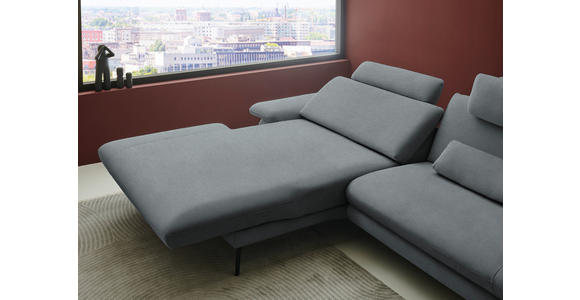 ECKSOFA  in Chenille, Flachgewebe Dunkelgrau  180/284 cm  - Dunkelgrau/Schwarz, Design, Textil/Metall (180/284cm) - Dieter Knoll