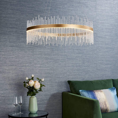 LED-HÄNGELEUCHTE Endon Adriel 70/120 cm   - Bronzefarben/Nickelfarben, KONVENTIONELL, Glas/Kunststoff (70/120cm) - ENDON