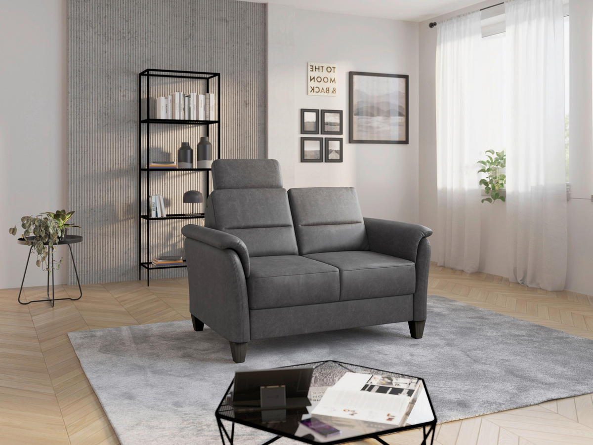 2-SITZER-SOFA in Mikrofaser Anthrazit  - Wengefarben/Anthrazit, KONVENTIONELL, Holz/Textil (149/89/89cm) - Sit & More