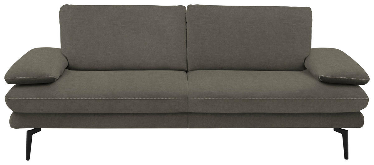 3-SITZER-SOFA Dieter Knoll in Velours Grau  - Beige/Schwarz, Design, Textil/Metall (222/89/104cm) - Dieter Knoll