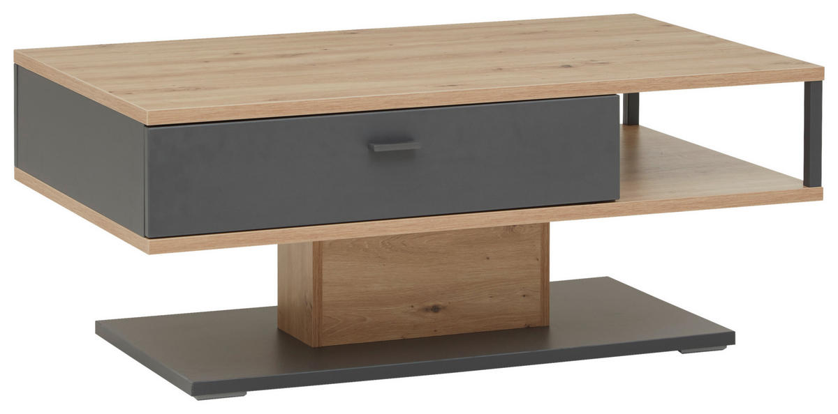 COUCHTISCH 110/65/45 cm rechteckig Grau, Eiche Artisan  - Schwarz/Eiche Artisan, KONVENTIONELL, Holzwerkstoff/Metall (110/65/45cm) - Hom`in