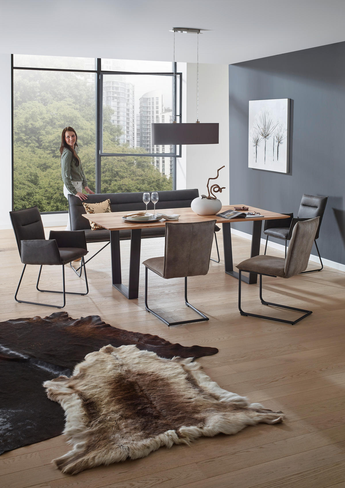 ESSTISCH Kernbuche massiv rechteckig Schwarz, Buchefarben  - Buchefarben/Schwarz, Design, Holz/Metall (200/100/76cm) - Valnatura