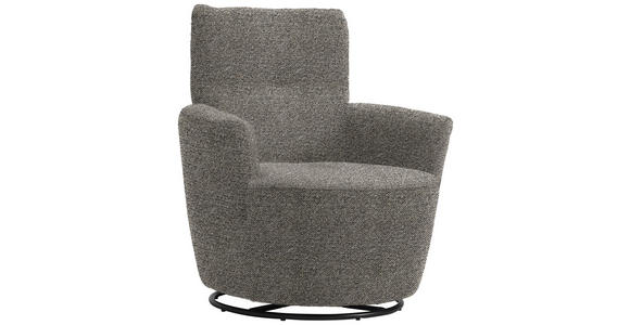 SESSEL in Chenille, Flachgewebe Graubraun  - Graubraun/Schwarz, Design, Textil/Metall (81/92/84cm) - Xora