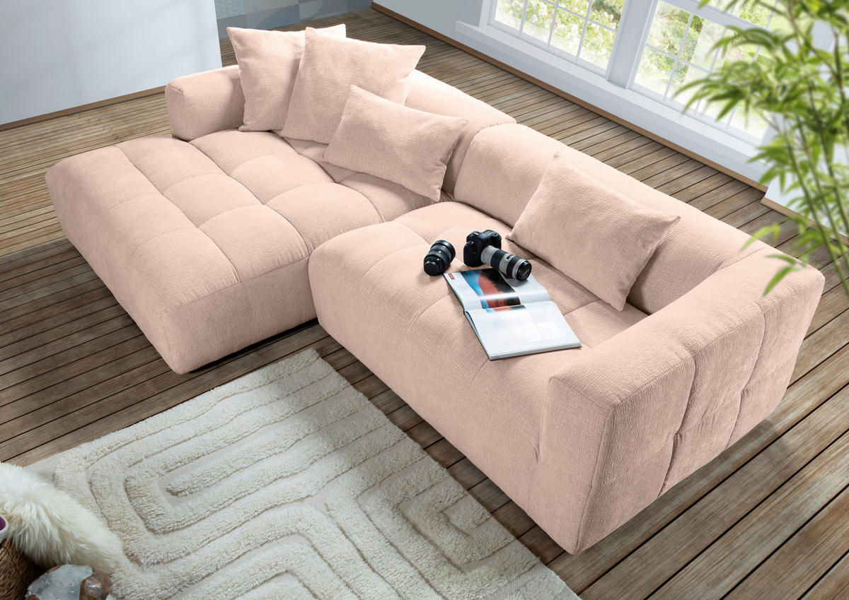 ECKSOFA in Flachgewebe Rosa  - Schwarz/Rosa, Konventionell, Kunststoff/Textil (170/280cm) - Carryhome