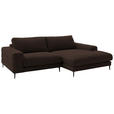 ECKSOFA  in Flachgewebe Dunkelbraun  253/177 cm  - Dunkelbraun/Schwarz, Design, Textil/Metall (253/177cm) - Dieter Knoll