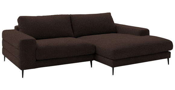 ECKSOFA  in Flachgewebe Dunkelbraun  253/177 cm  - Dunkelbraun/Schwarz, Design, Textil/Metall (253/177cm) - Dieter Knoll