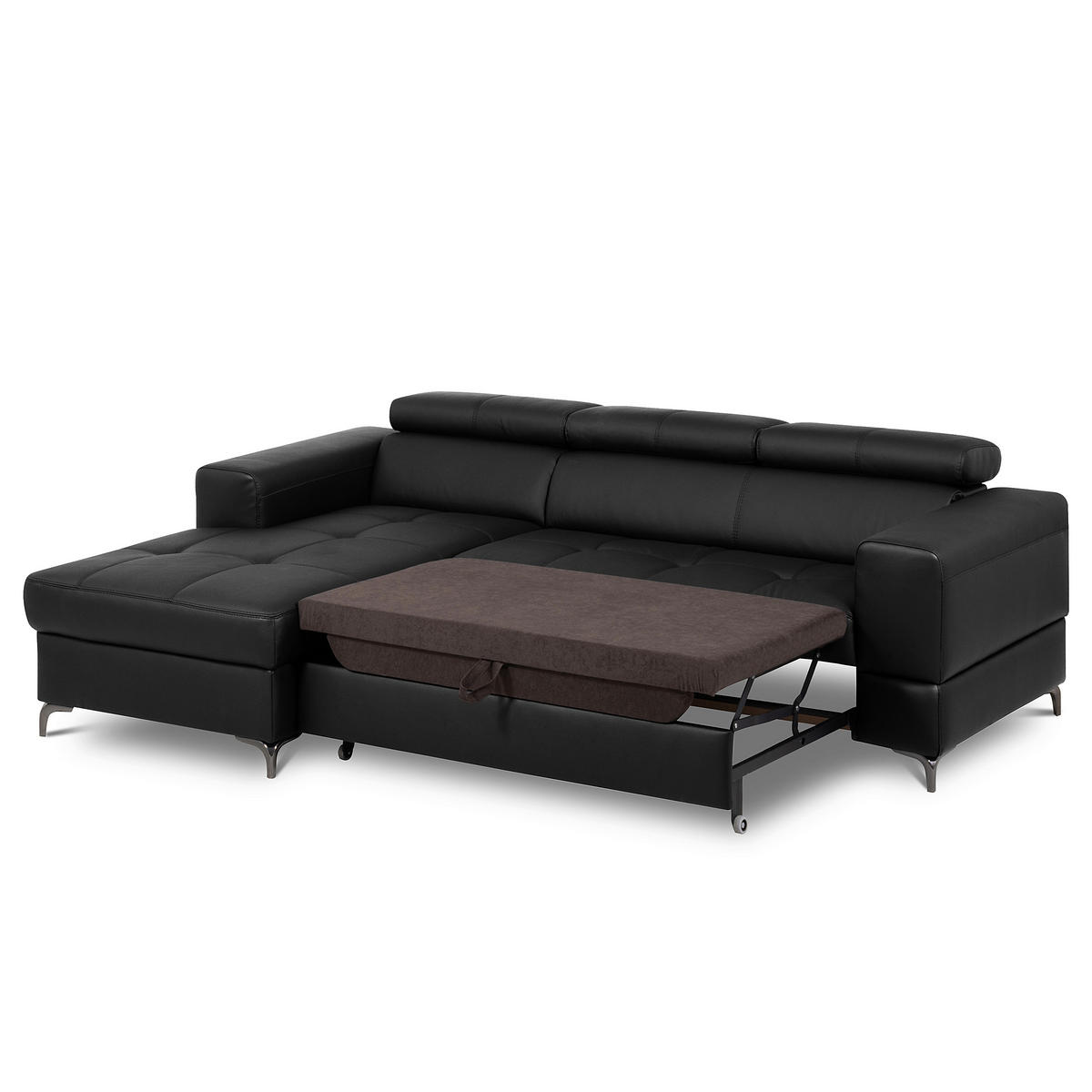 ECKSOFA  in Lederlook Echtleder Schwarz  - Schwarz, Design, Leder/Textil (173/247cm) - Livetastic