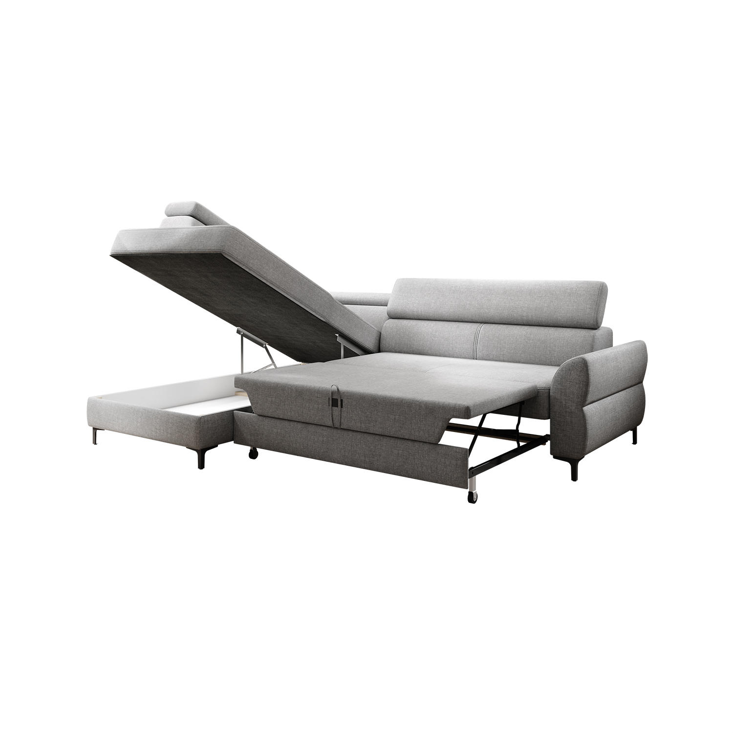 SOFFA i vävt tyg ljusgrå  - ljusgrå/silver, Modern, metall/textil (250/74/90/187cm) - Best Price