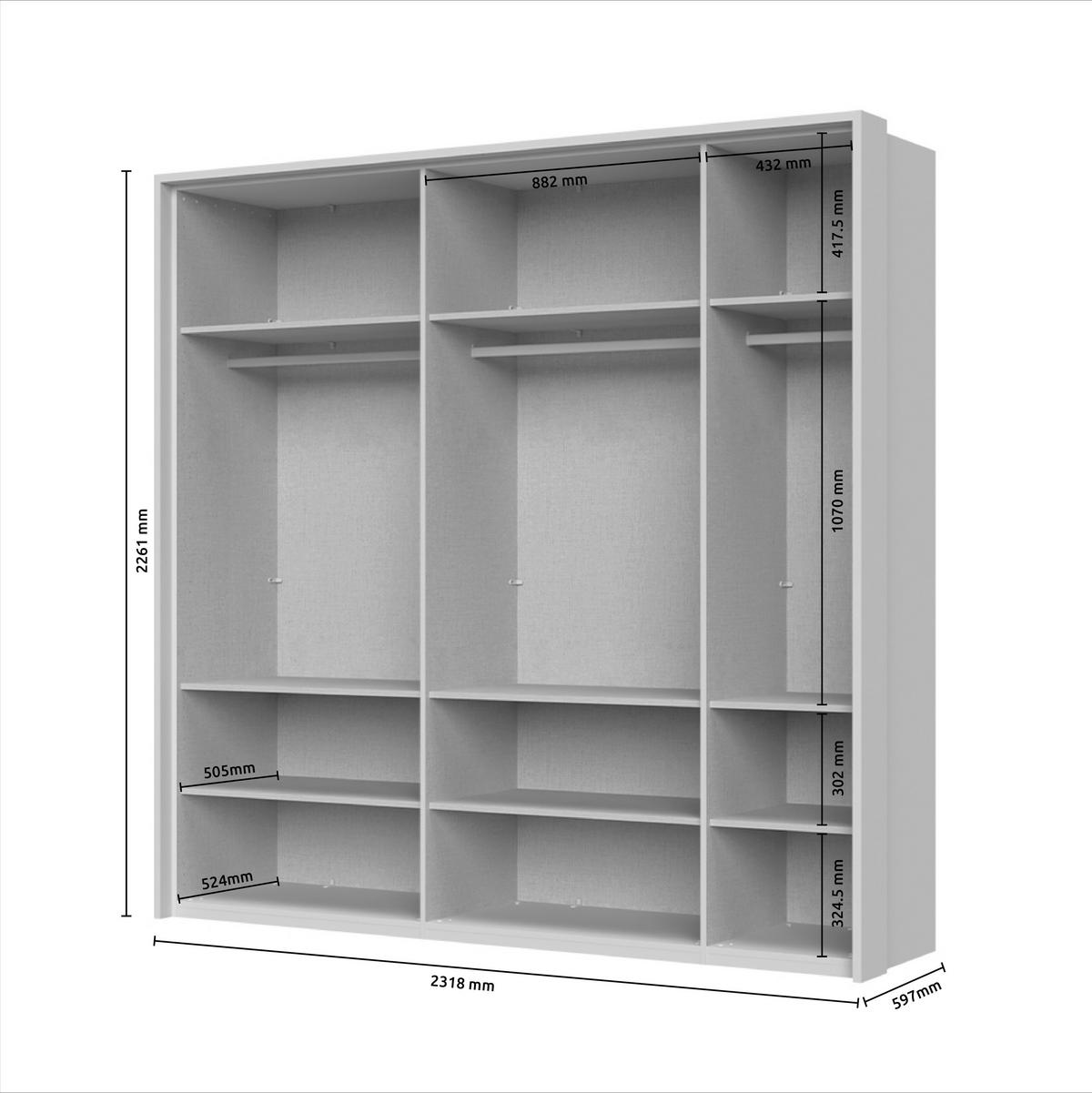 ORMAR SA KLASIČNIM VRATIMA  232/226/60 cm  - Dizajnerski, staklo/metal (232/226/60cm)