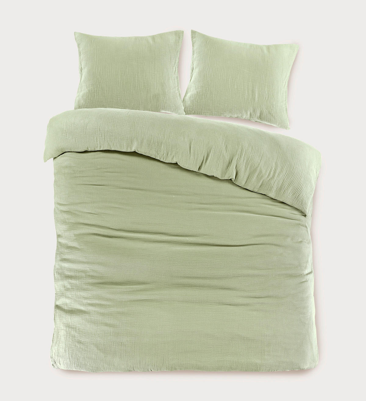 BETTWÄSCHESET Musselin 200/210 cm  100 cm/65 cm  - Salbeigrün, Basics, Textil (200/210cm) - Esposa