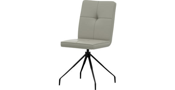 STUHL  Lederauswahl, Sitzfläche 180° drehbar  Echtleder  - Hellgrau, Design, Leder/Metall (45/96/58cm) - Moderano