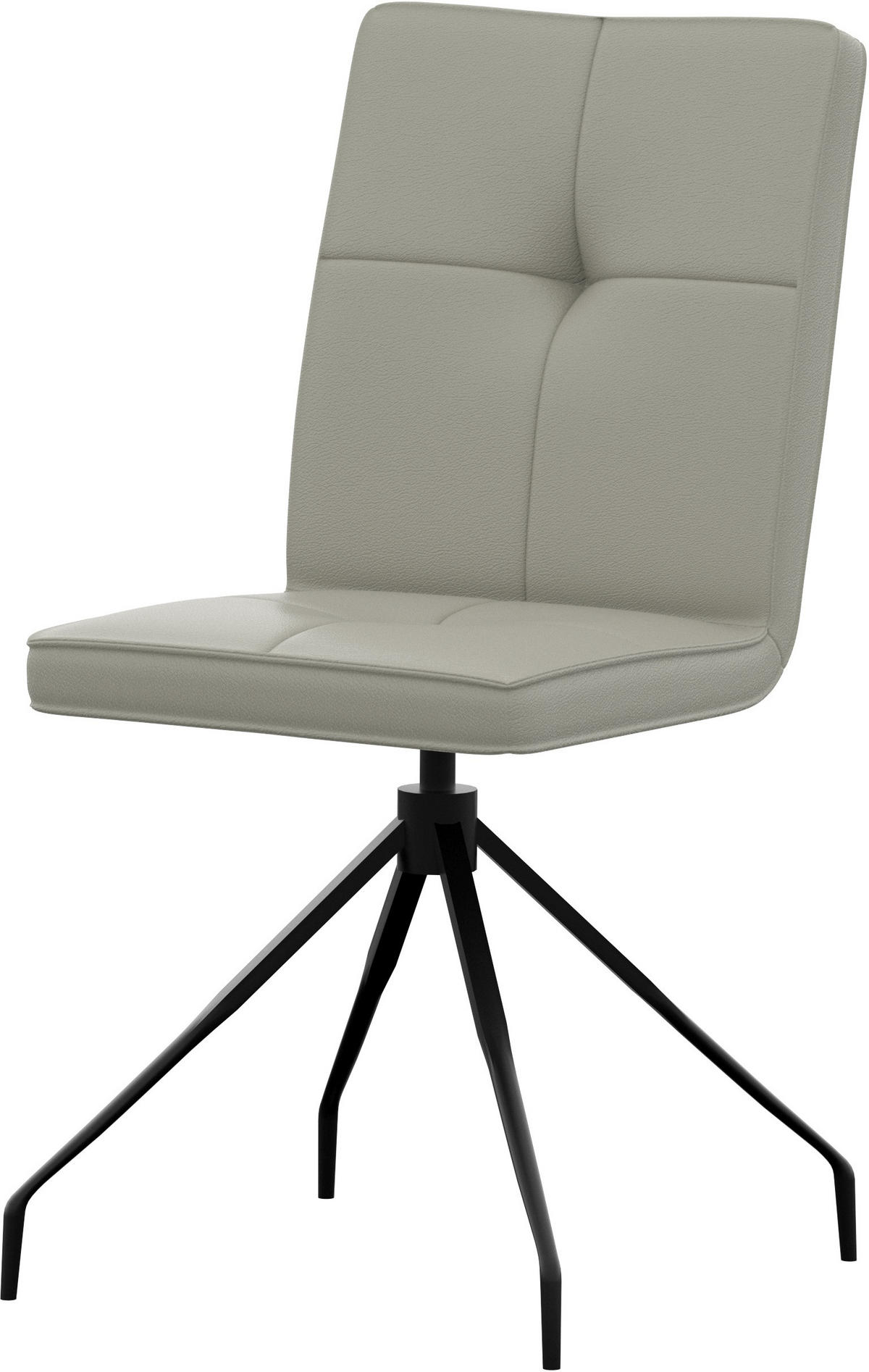 STUHL Echtleder Hellgrau  - Hellgrau, Design, Leder/Metall (45/96/58cm) - Moderano